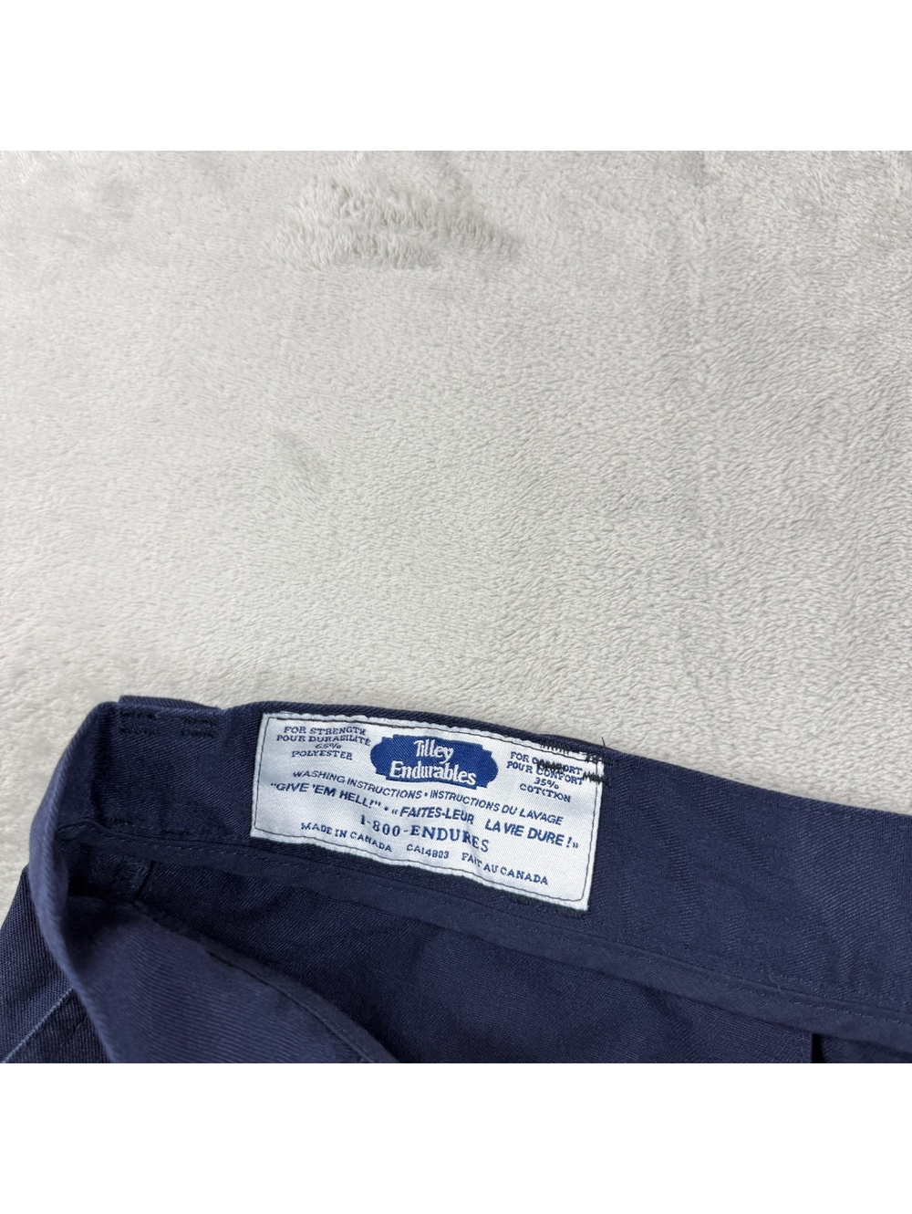 Vintage Tilley Endurables Men’s Navy Travel Pants Canada Made Cotton Trousers 38 - Picture 3 of 10